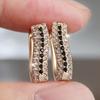 Exquisite White and Black Zircon Hoop Earrings for Women Golden Wedding Party Fashion Jewelry Gifts