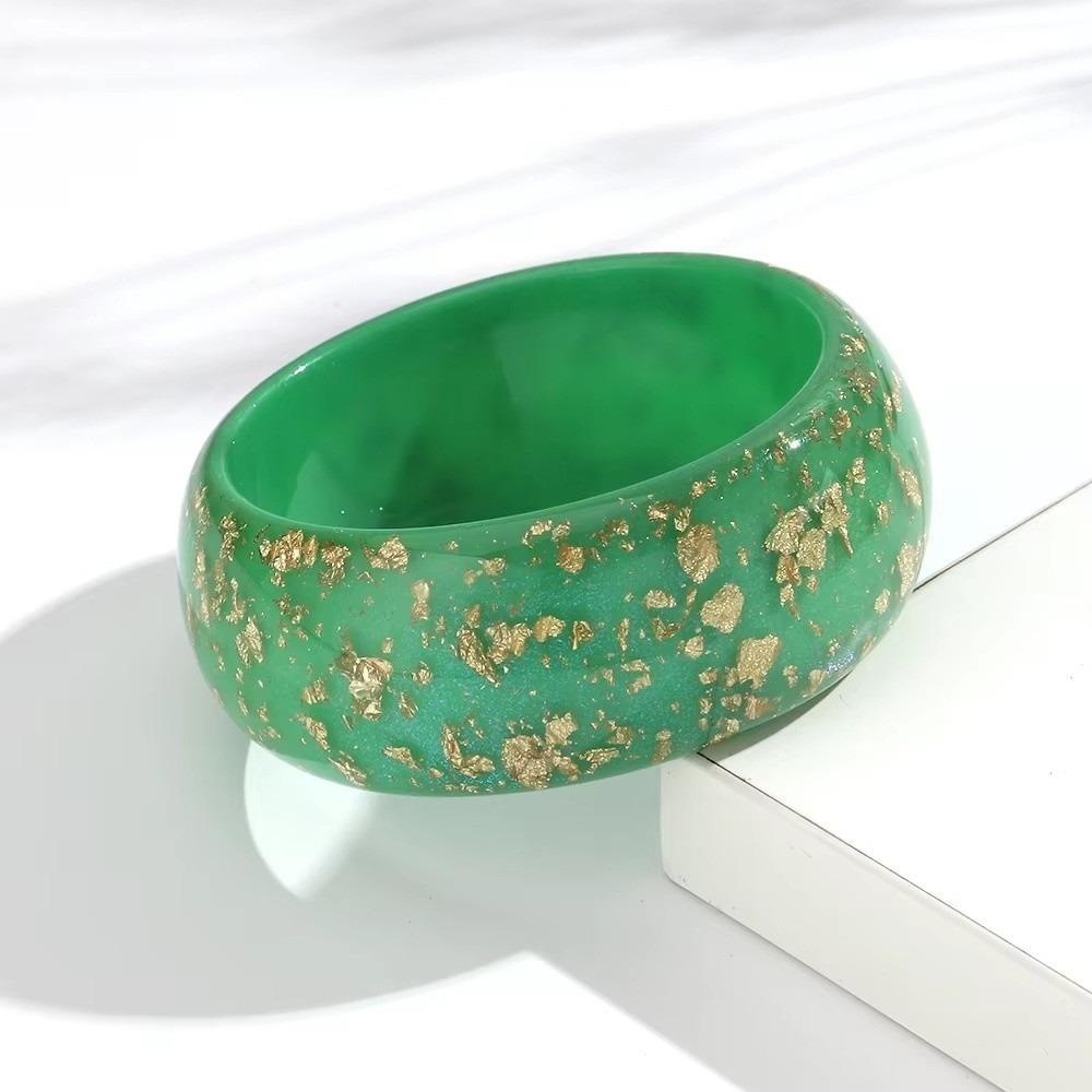 Gold Foil Round Bangles Glitter Resin Bangles Trendy Wide Bangles  for Women