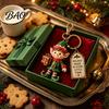 Holiday Keychain for Christmas with Gift Box, Cute Santa Claus Snowman Highland Cow Festive Accessories DIY Reindeer Bag Charm, Keyring Pendant, Gifts