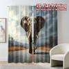 2pcs, 2D FLAT PRINTING Curtains (Without Rod) Elephant Stroll Popular Fashionable Curtains Durable Polyester Curtains Holiday