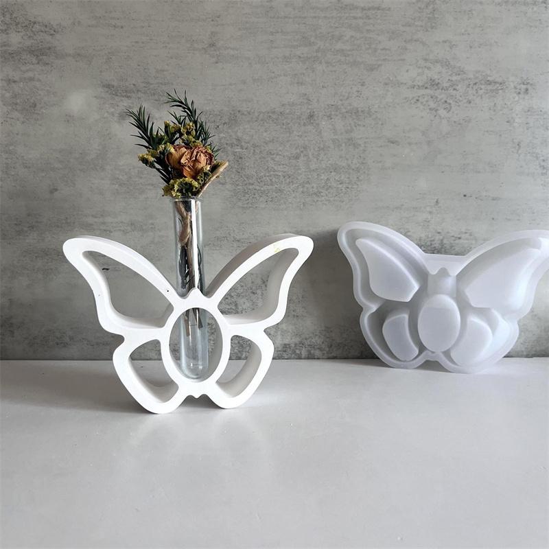 Butterfly Shape Hydroponic Vase Mold Diy Creative Butterfly Hollow Test Tube Flowerpot Concrete Craft Gift Diy Casting Mould