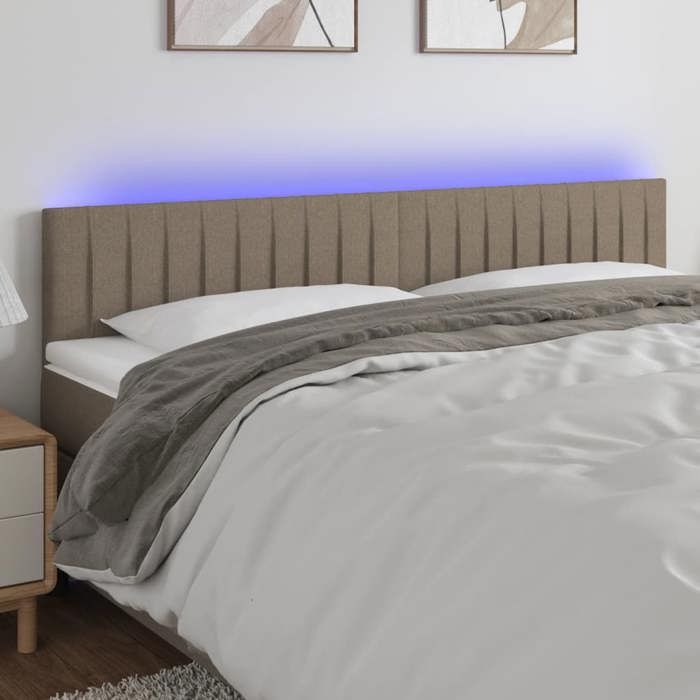 VidaXL Tête de Lit à LED Meuble de Chambre à Coucher Accessoire de Lit Double Tête de Cadre de Lit Intérieur Taupe 3121868