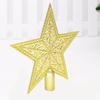 15cm Electroplated Gold Christmas Tree Top Star Ornament with Hollow Pattern