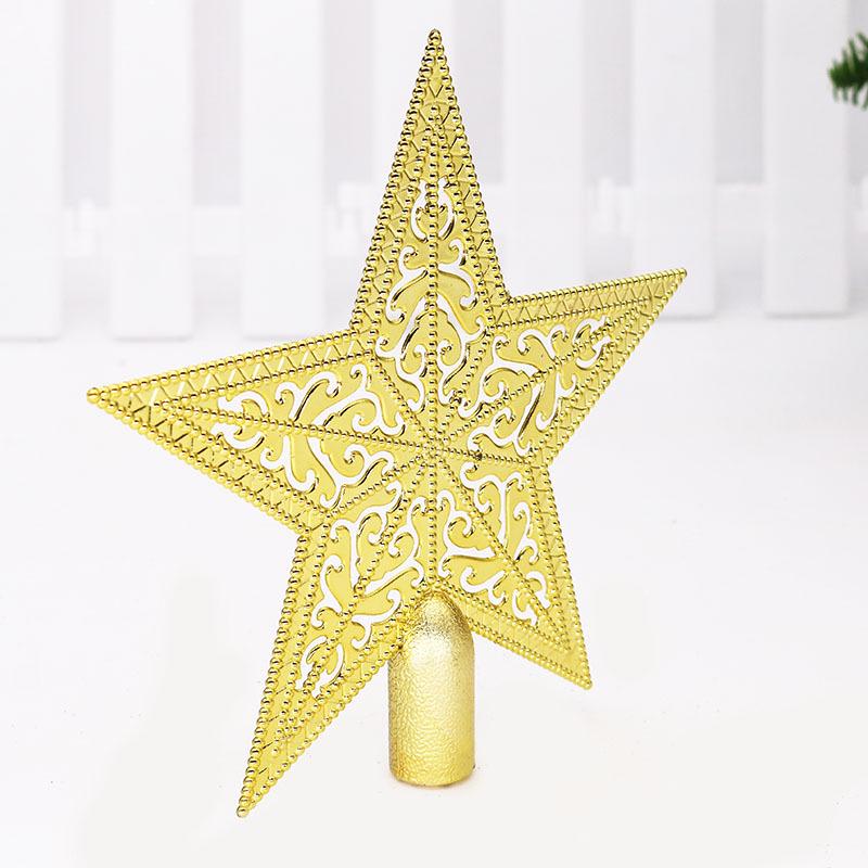 15cm Electroplated Gold Christmas Tree Top Star Ornament with Hollow Pattern