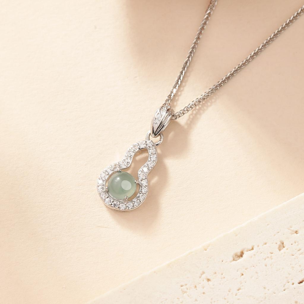 Natural blue water jadeite gourd necklace sterling silver s925 high-end exquisite live broadcast supply style fashion women's jewelry