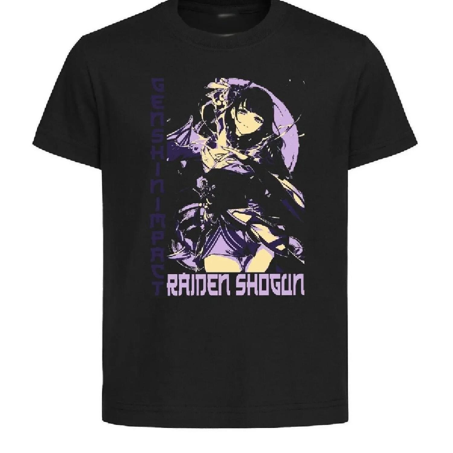 

Black Black Jersey Japanese Style Genshin Impact Raiden Shogun Unisex clothing T-shirt S