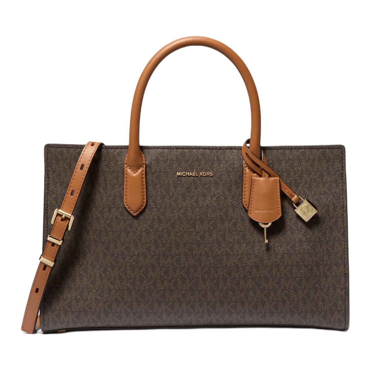 

Michael Kors Mk Scarlett Logo Lock Charm Tote Bag Women Tote Bags Dark-Brown 30F4GETS2B-BRNA-CORN Basic Set (Bag+Dust Bag)