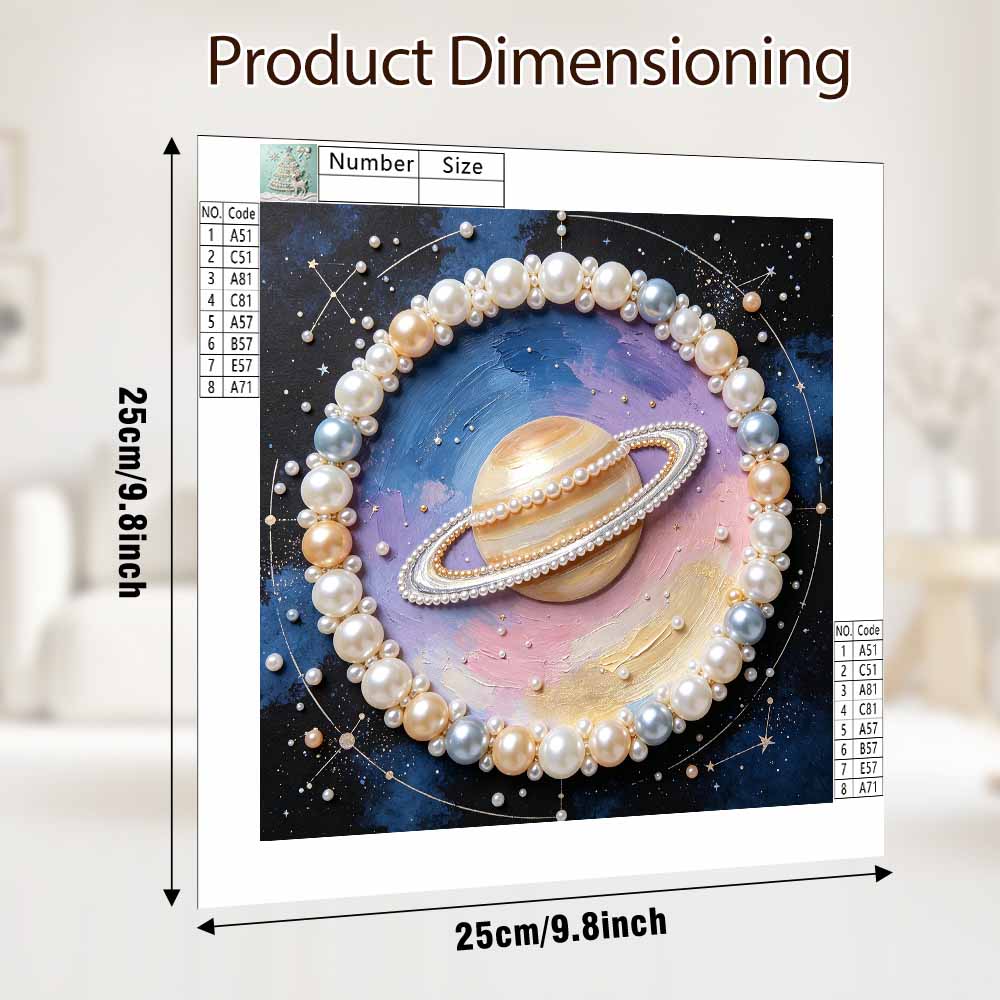Pearl painting kit DIY Saturn planet space theme. home or office wall decoration