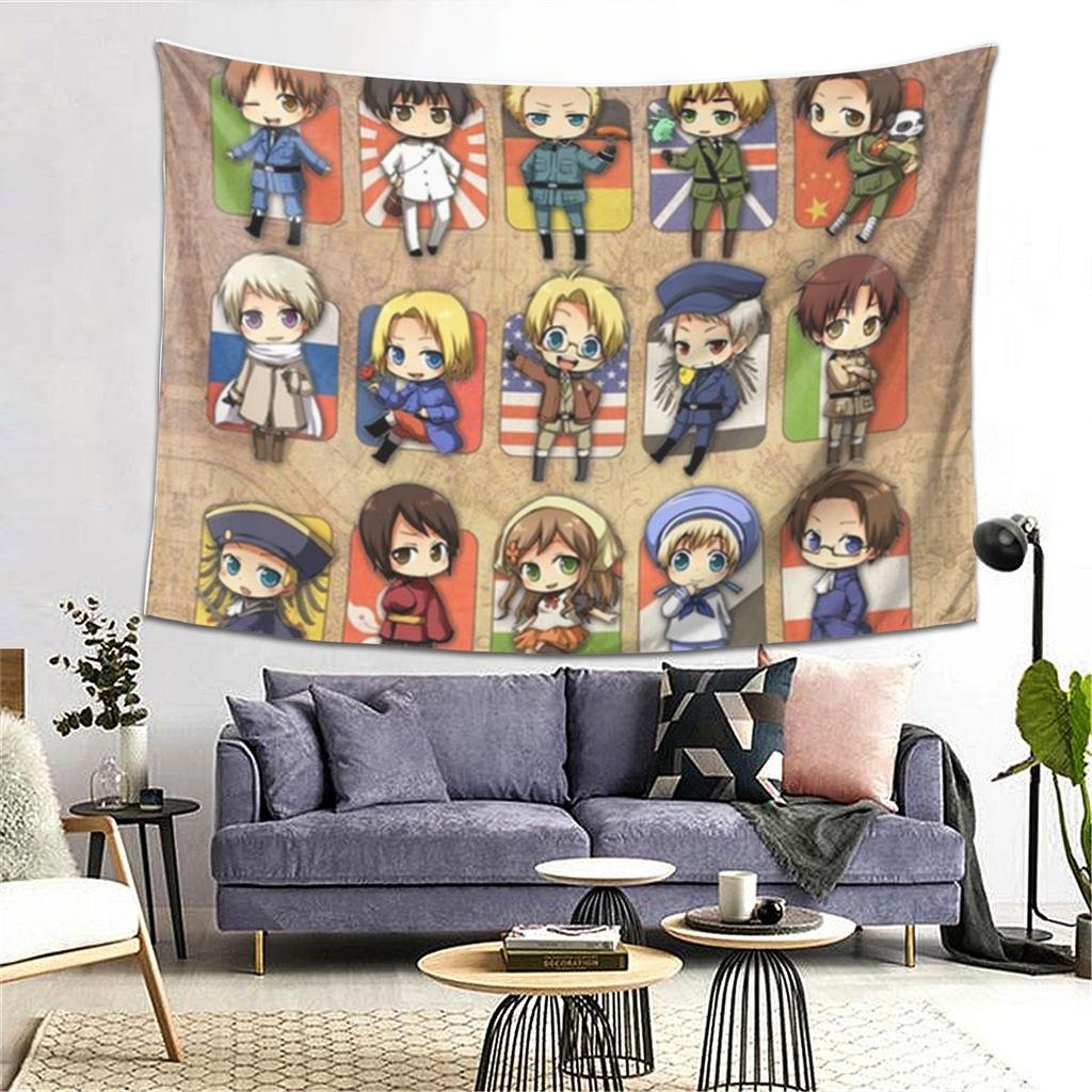 Hetalia Group Tapestry Wall Hanging Aesthetic Home Decoration Tapestries for Dorm Room