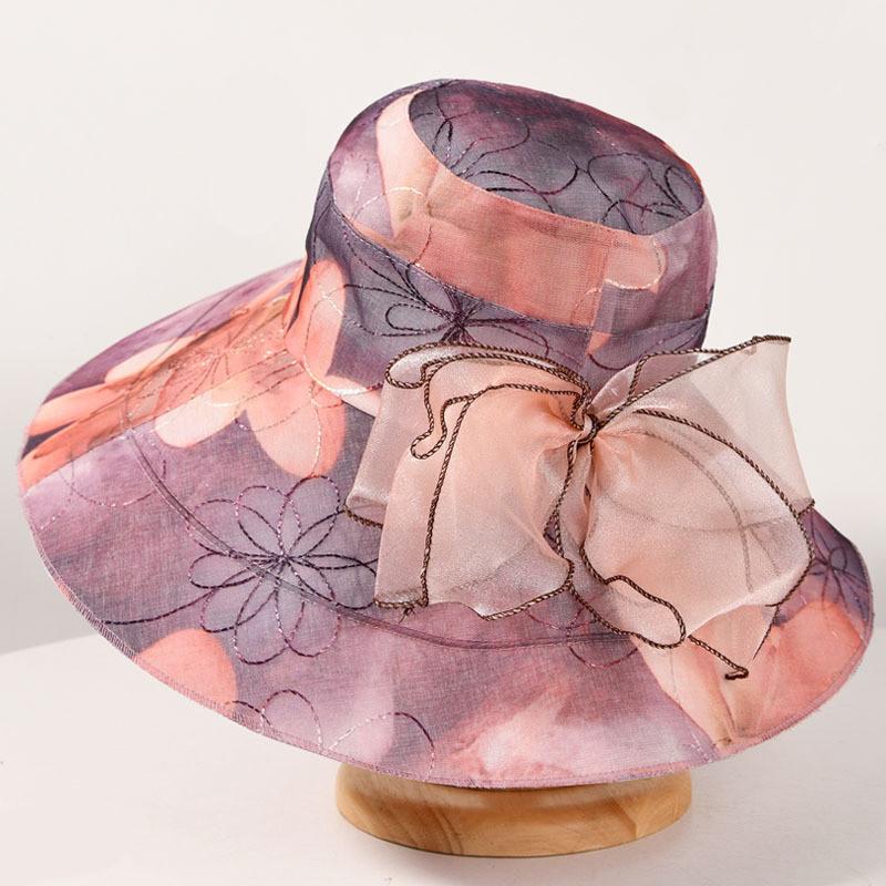 

Sun Protection Hat For Middleaged Women With Wide Brim Breathable Sunshade Summer Accessory Pink Purple