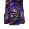 Hi-Tie Fashion Mens Striped Necktie Purple Tie Hanky Cufflinks for Wedding Business Party