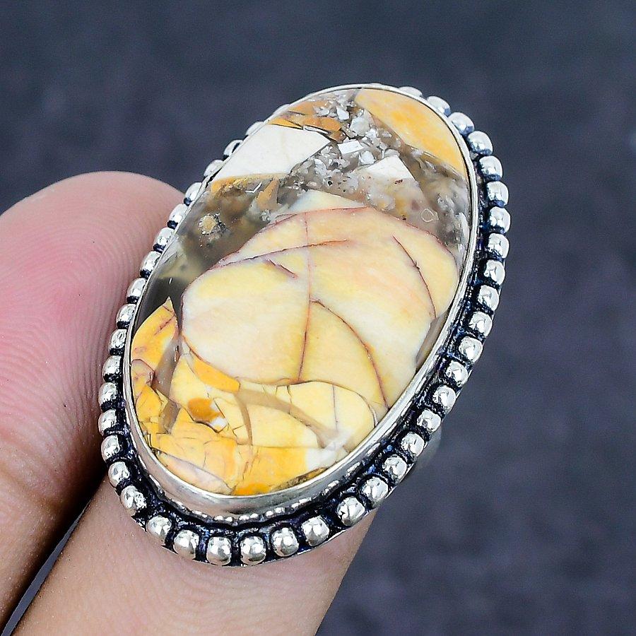 Brecciated Mookaite Gemstone 925 Sterling Silver Jewelry Ring Size 6