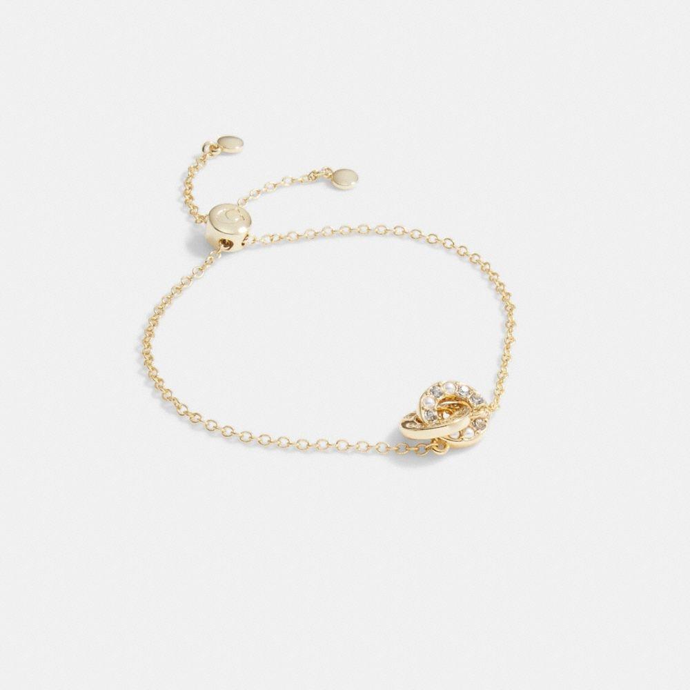 

Coach Co232 Vp4 Interlocking Open Circle Pearl Slider Bracelet Gold Pearl