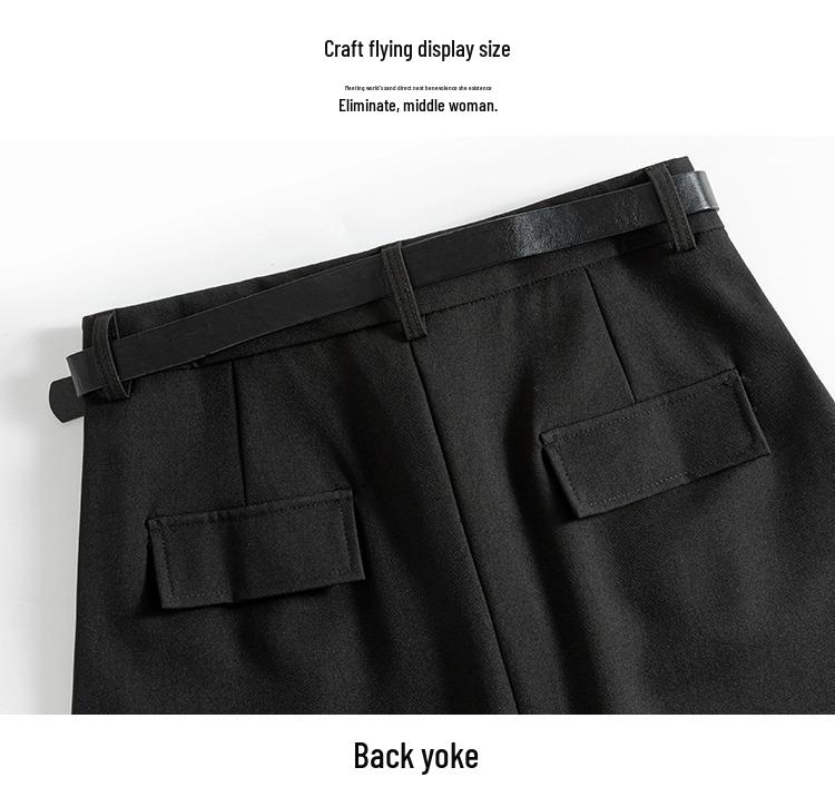 Women's 2024 High-Waist Black A-Line Split Skirt: Elegant, Versatile for Spring & Autumn