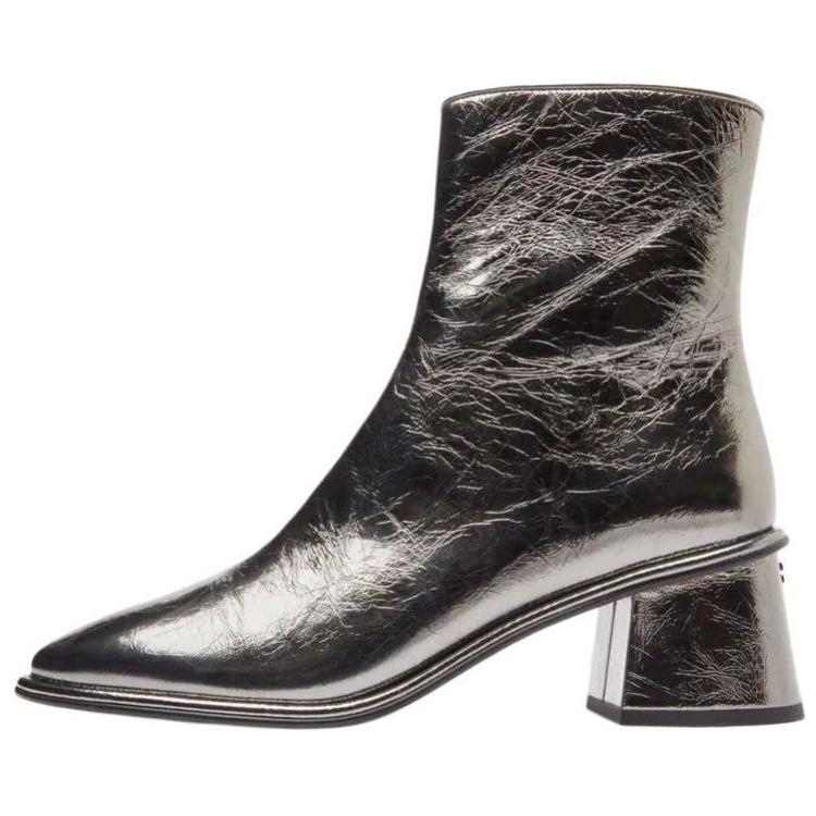 Coach Gigi Sheepskin Chunky Heel Zipper Ankle Boots 5.5cm Women ankle boots Gray CX016-ANT