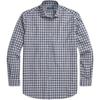 Polo Plaid Pattern Polo Collar Single-Breasted Long Sleeve Shirt Men Shirts Blue 710953701-003