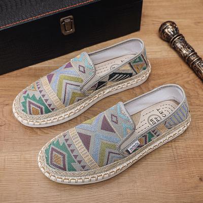 Scarpe Nuove Primavera Estate da Uomo Scarpe Casual in Tela Stampa di Tendenza Traspiranti Mocassini Slip-on Scarpe da Pescatore Piatti e Freschi