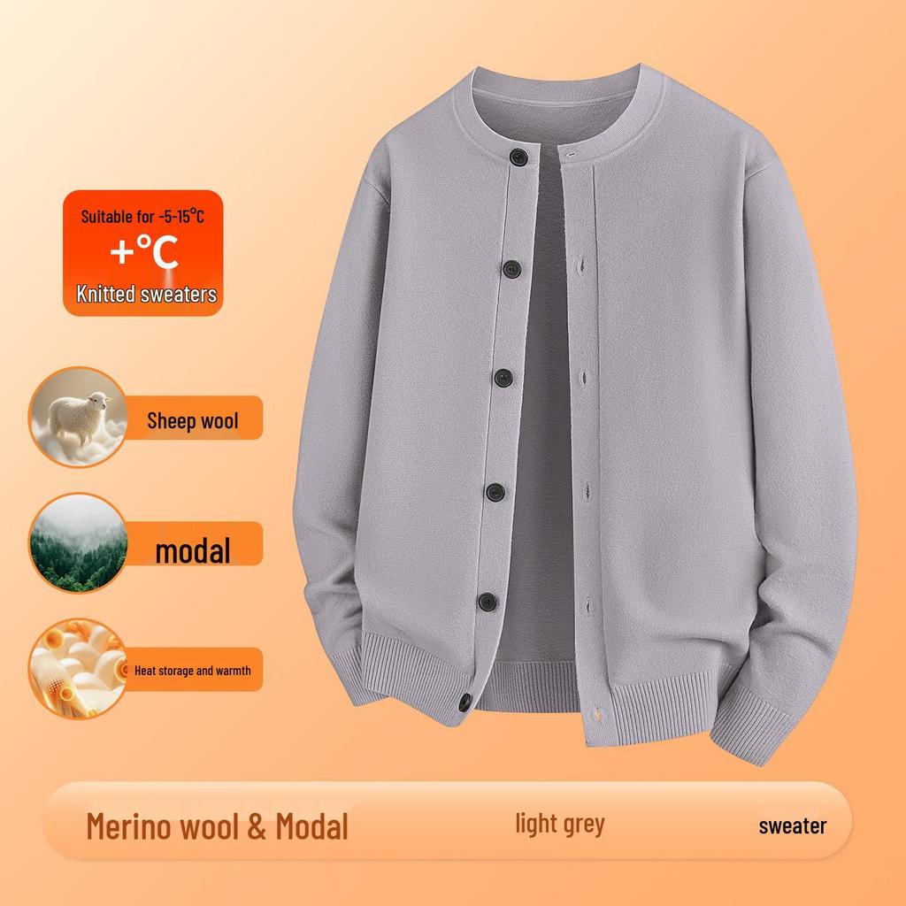 2025 Men's Wool Modal Knit Cardigan: High-End Loose Fit, Casual Autumn/Winter Sweater