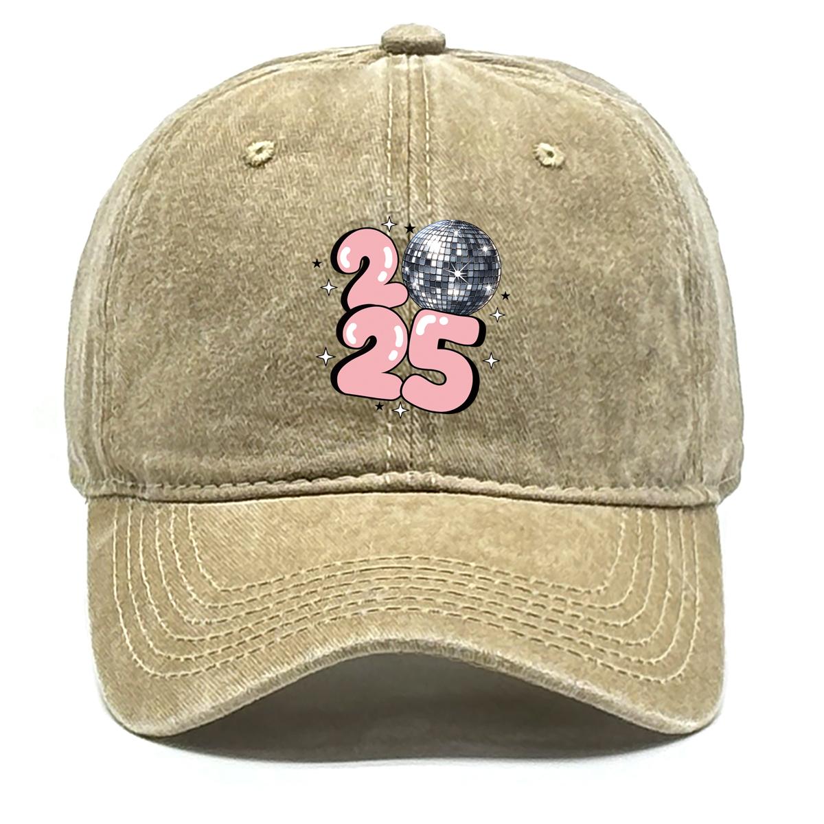 

2025 Disco Ball Print Snapback Baseball Hat, Flat Cap Sunshade Distressed Sun Protection Lightweight Snapback Sun Hat as the picture хаки