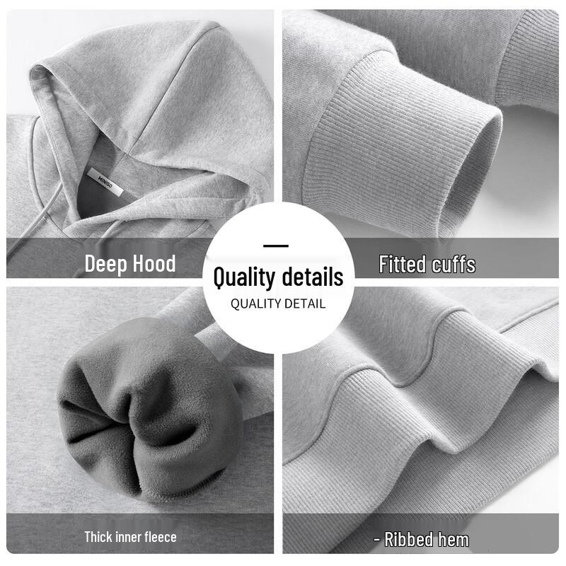 MINISO Men's American Retro Heavyweight Fleece Lined Hooded Sweatshirt