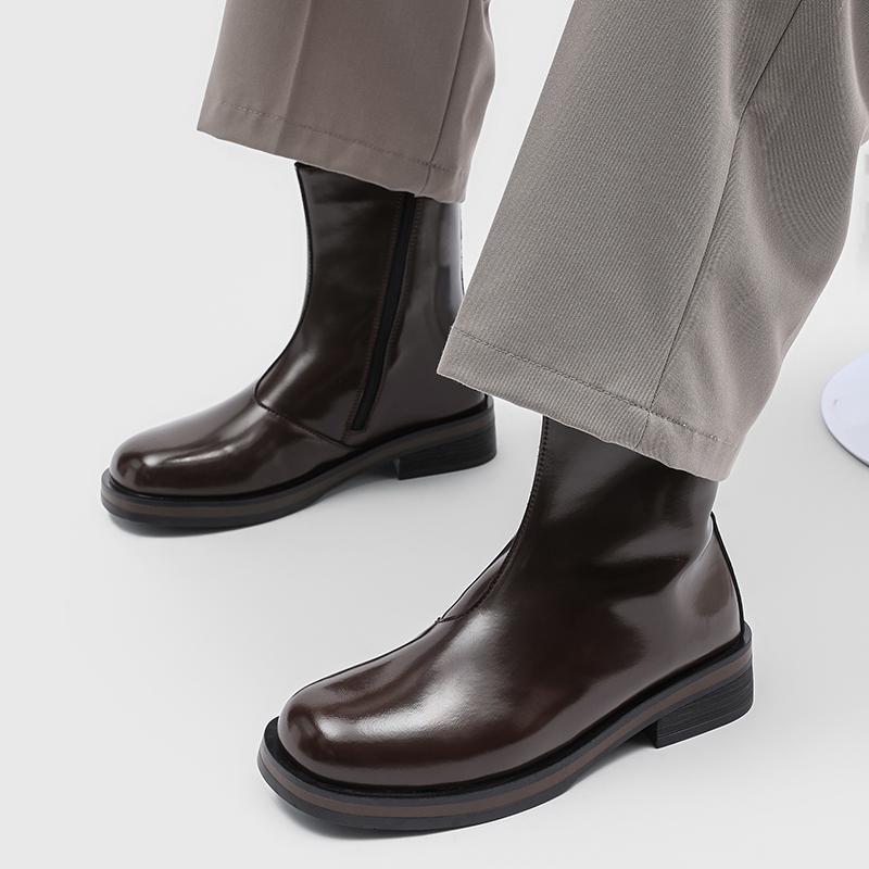 New Men's Leather Ankle Boots Fashionable and Elegant Solid-color Boots High-quality Trendy Boots for Autumn and Winter