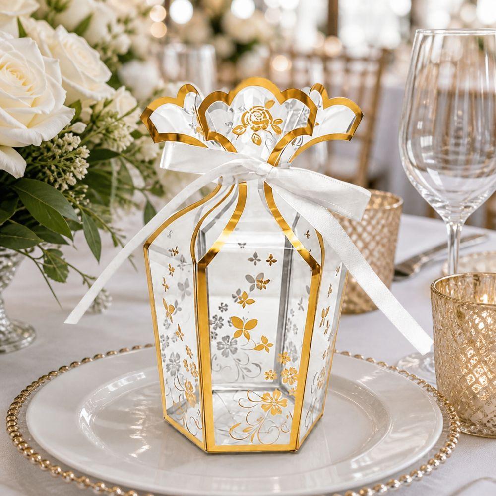 10pcs Vase Shape Party Gift Box Hot Stamped PVC Gift Box Gift Packaging Box  Birthday Gift