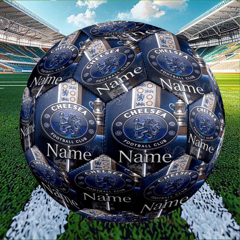Custom Name Personalized Chelsea Football Club Print Size 5 Soccer Ball Training & Match Football, for Team, Kicking, Gift for Football Enthusiasts