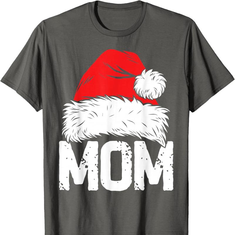 

Mom Santa Christmas Family Matching Mama Xmas Short Sleeve Cotton TShirt Crew Neck All Seasons Graphic T Shirts Harajuku Shirts S