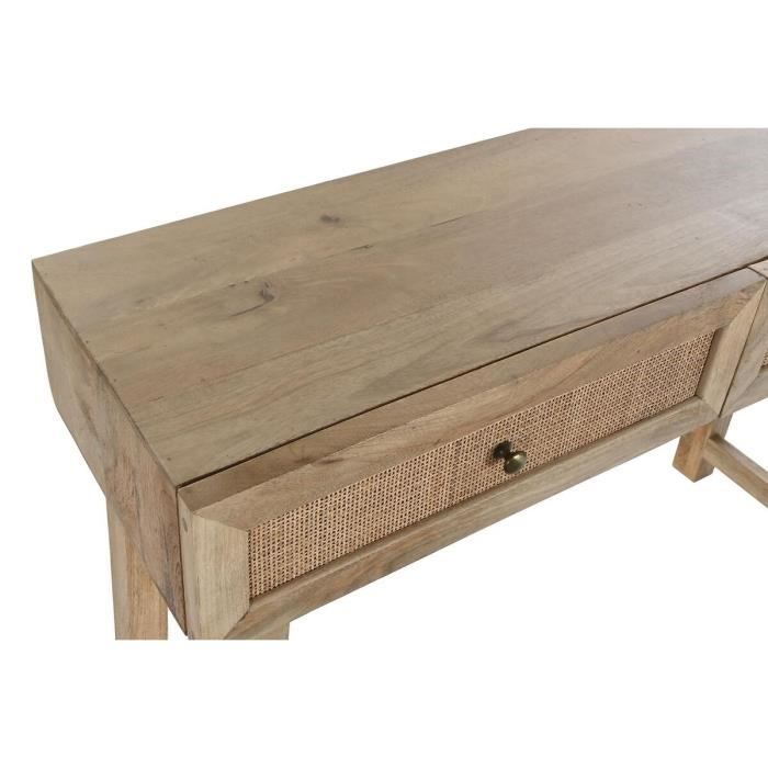 Table d'appoint - Bois de manguier - 120 x 35 x 77 cm - Marron - 2 tiroirs pratiques