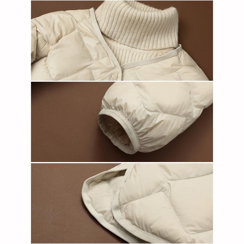 Women Winter Coats Autumn Long Down Jackets Collarless Windproof Puffer Parkas