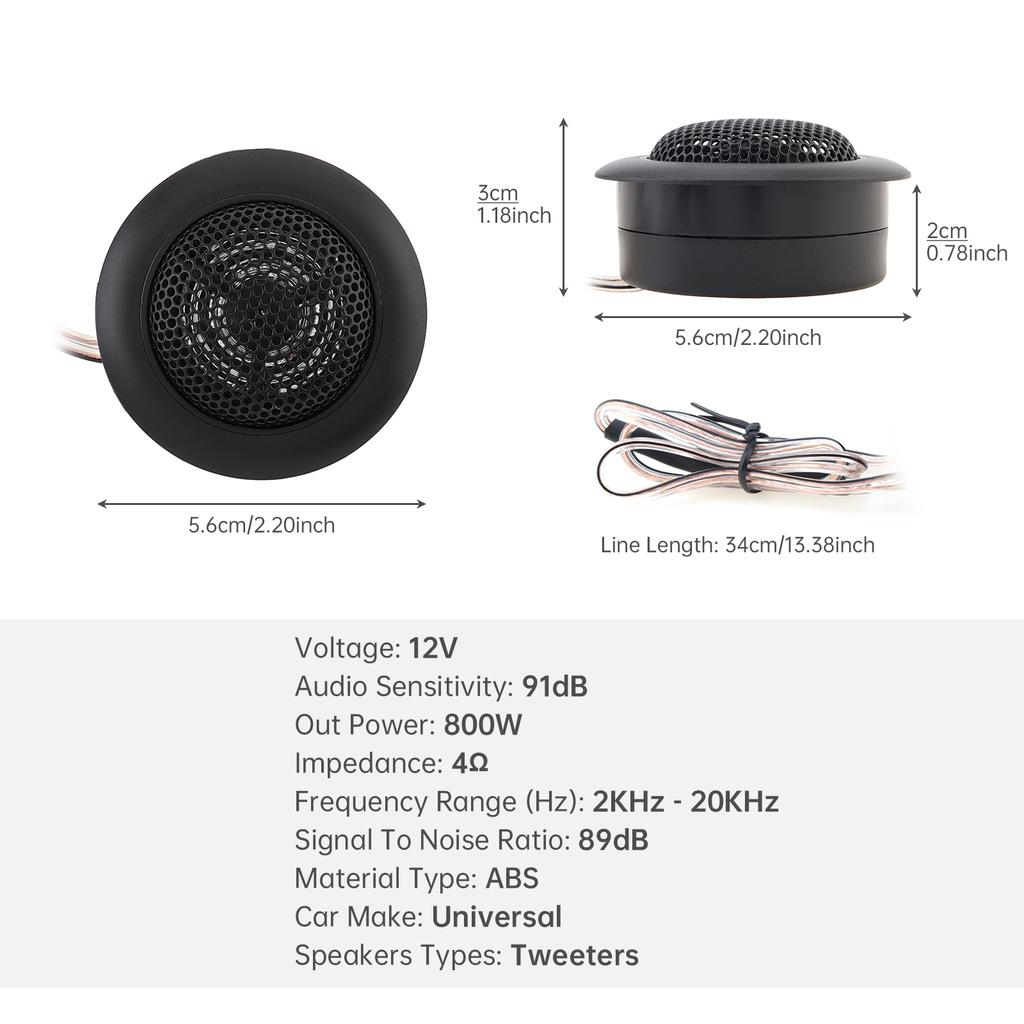 4pcs 800W High Efficiency 25mm Mini Dome Tweeter Speakers for Car Audio System with Spare Casing Black High Frequency