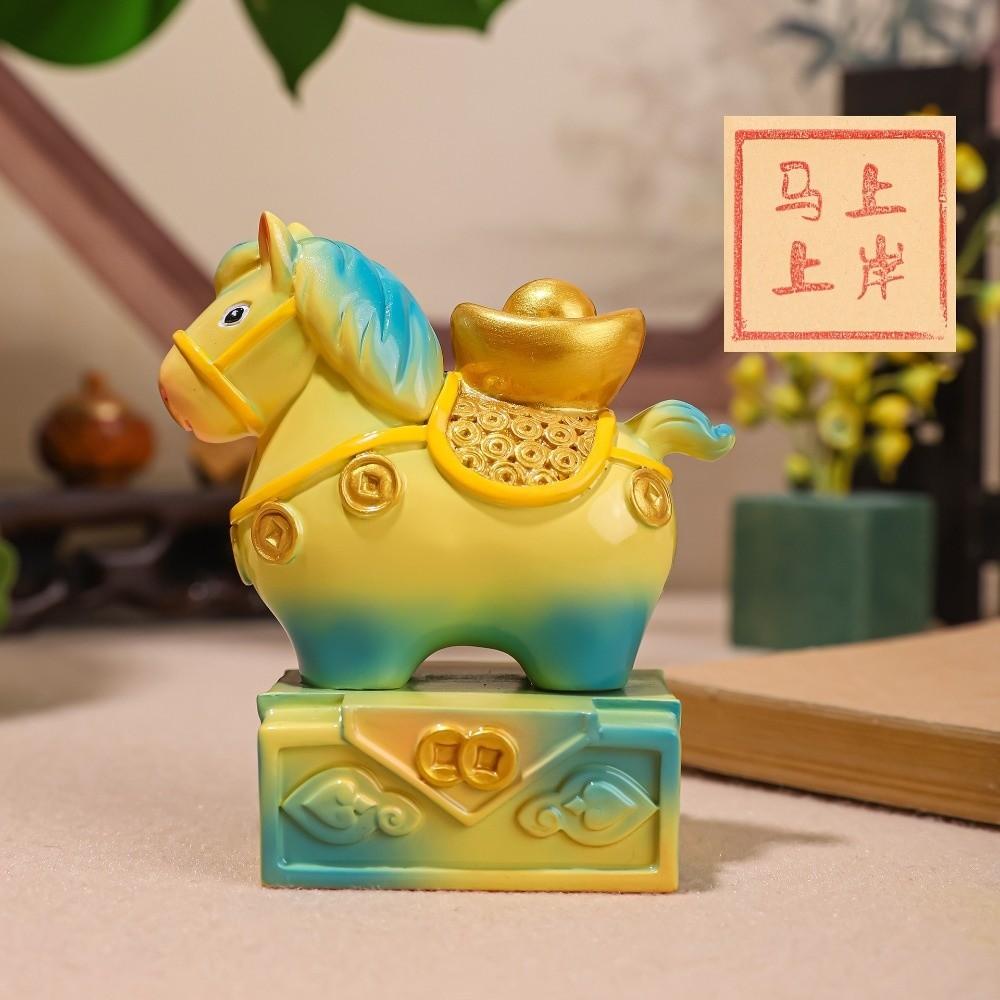 Resin Zodiac Horse Figurines Seal Shape Horse Mascot Collectible Desktop Ornament  Gift Giving