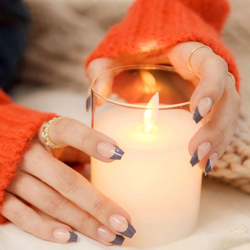 Reusable Nail Tips Purple Gray (Coffin)