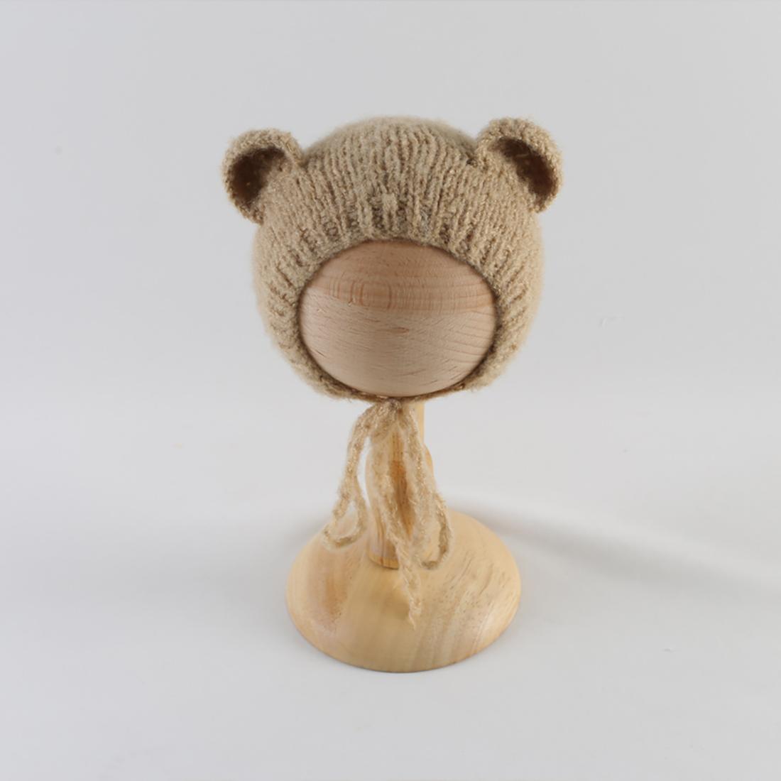 Ivory White Christmas Teddy Bear Hat Footed Romper Set Knitted Mohair Animal Beanie Newborn Photography Outfit Costume Onesie 0-3 months&S