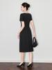 Elegant Checkered Beaded Waist-Hugging Women's Dress