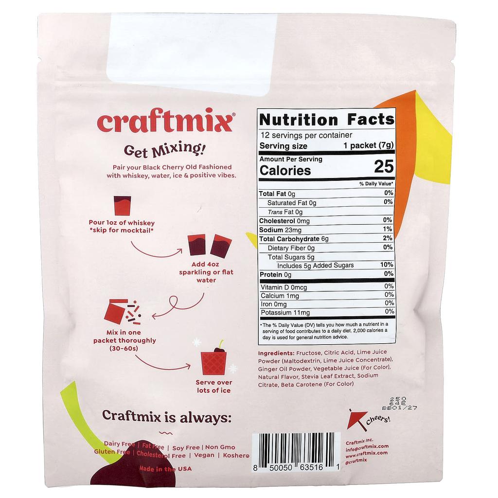 Craftmix, Black Cherry Old Fashioned, 12 Pack, 7g (0.25oz) Each
