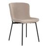 2 Beige Boucle Polyester Dining Chairs with Black Legs