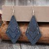 Amazon Denim Style Geometric Stitching Multi-layer Pu Leather Women's Earrings