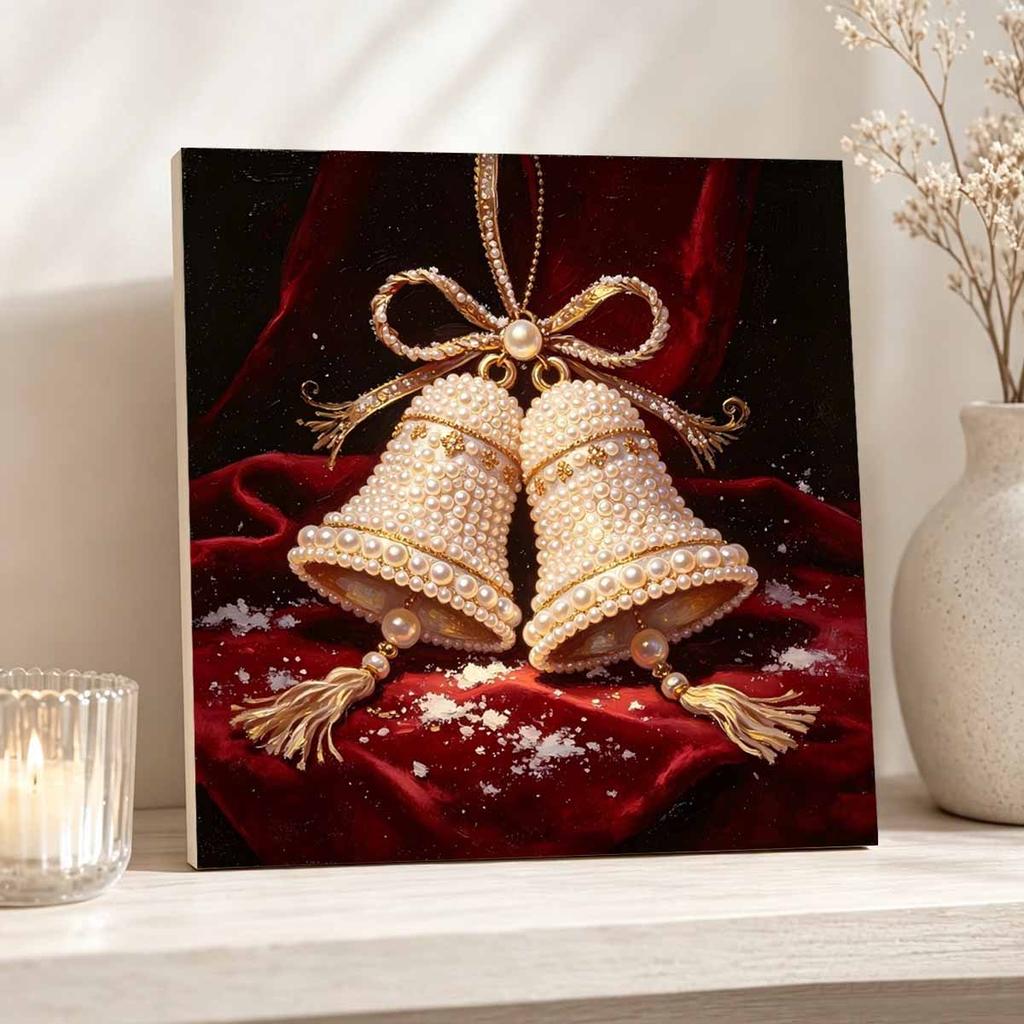 DIY Mini Gerahmtes Perlenmalerei-Set Perlen Weihnachtsglocken Leinwand Heimdeko Malerei