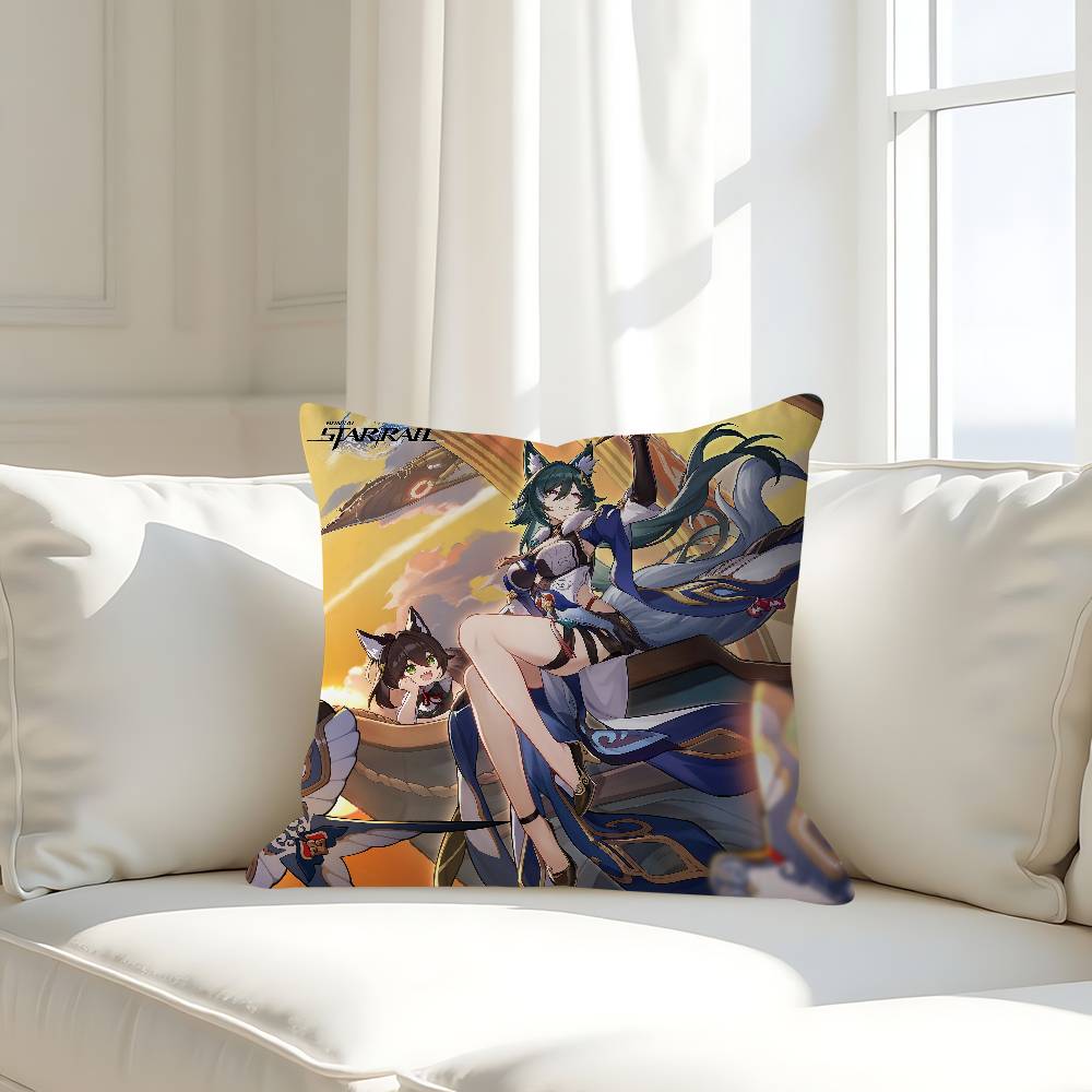 H-Honkai Star Rail Kissenbezug Abnehmbarer Waschbarer Kissenbezug – Ganzjahresweichleinen