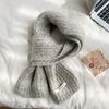 New Solid Color Twist Knitted White Green Scarf for Women in Winter with Wool Warm Scarf Korean Style Student Versatile