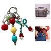 Trendy Elegant Inspired Colorful Bead Keyring With Red Heart Pendant Accessory for Bags Keys Jewelry Decoration
