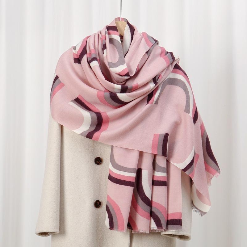 Pirate ship skin-friendly velvet new autumn and winter skin-friendly and warm imitation cashmere printed scarf versatile shawl