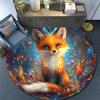 Magical Fox Round Area Rug,Carpet Rug for Living Room Bedroom Sofa Playroom Decor,Non-slip Floor Mat