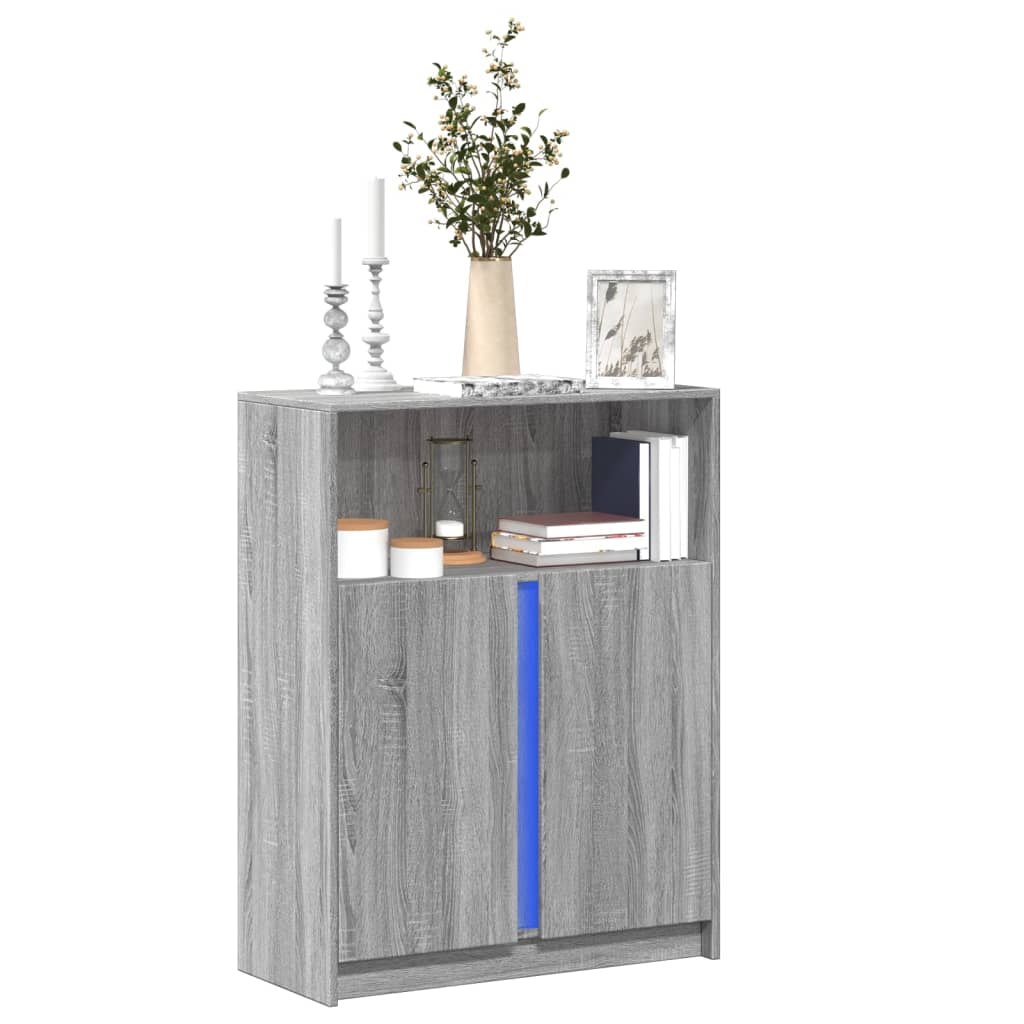 LED Sideboard Gray Sonoma 77 x 34 x 100 cm Engineered Wood