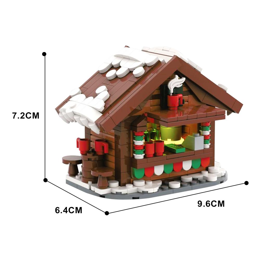 MOC Winter Countryside Christmas Decorate Building Block Set Christmas Cabin Coffee Cart Hot Drinks Christma series Kid Toy Gift