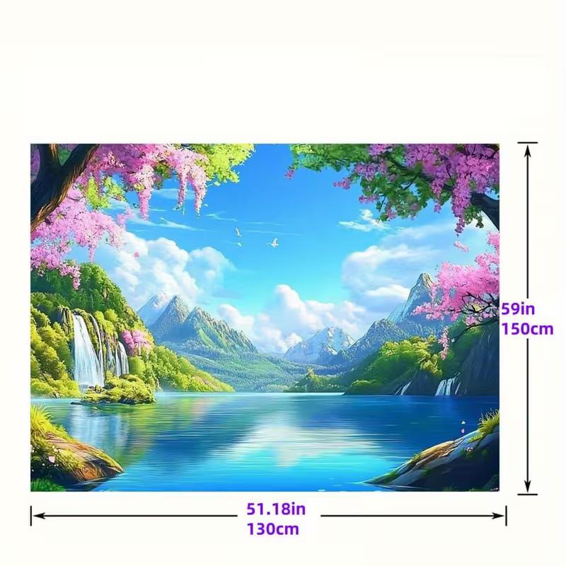 2D Pink Sakura Landscape Backdrop for Wedding & Spring Parties