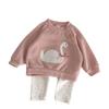 Swan Pattern Thick Knit Sweater & Pants Set for Babies & Children - Warm Two-Piece for Autumn/Winter
