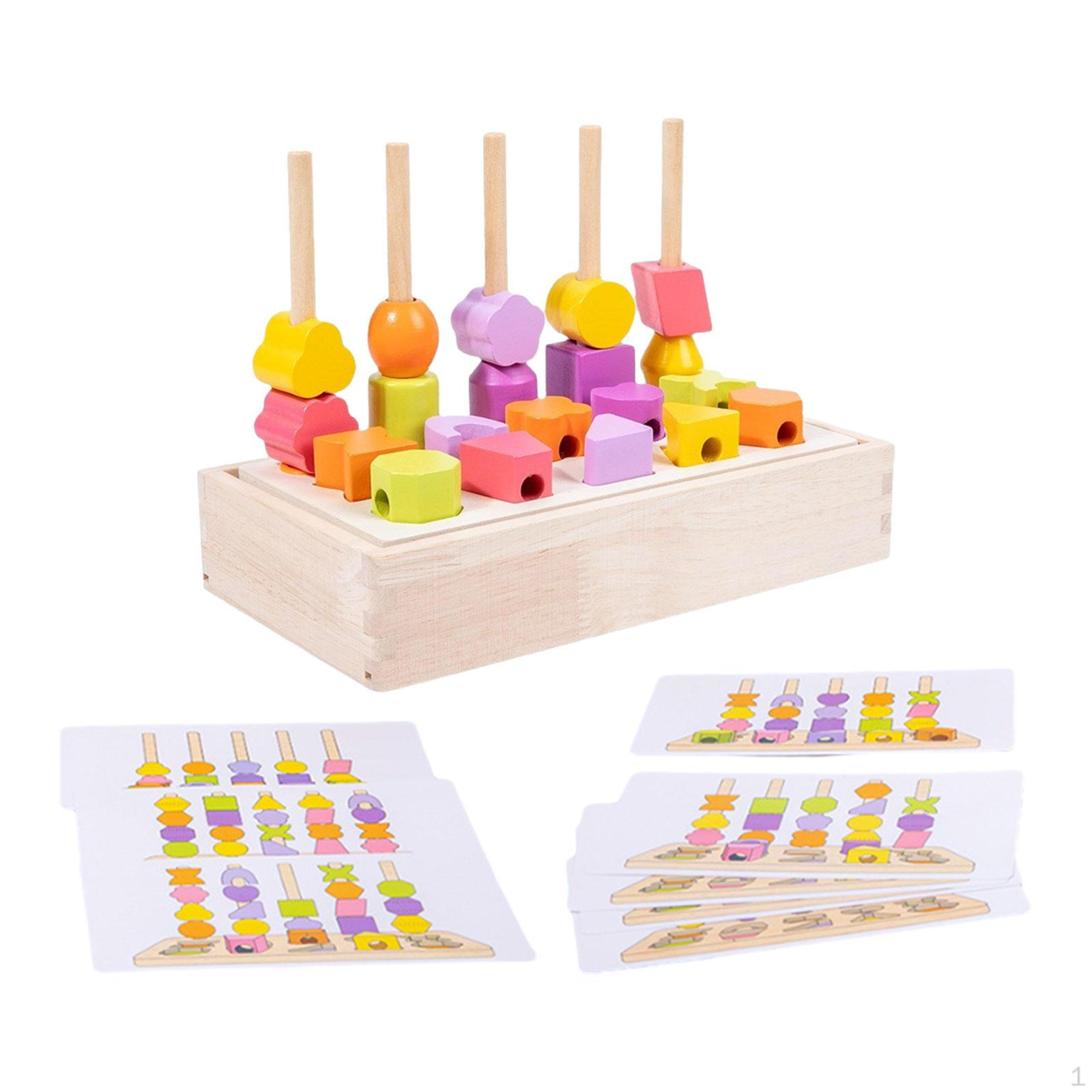 

Деревянные бусины, набор игрушек для секвенирования, игрушки Монтессори, сортировщик цветов, забавный одинаковый укладчик