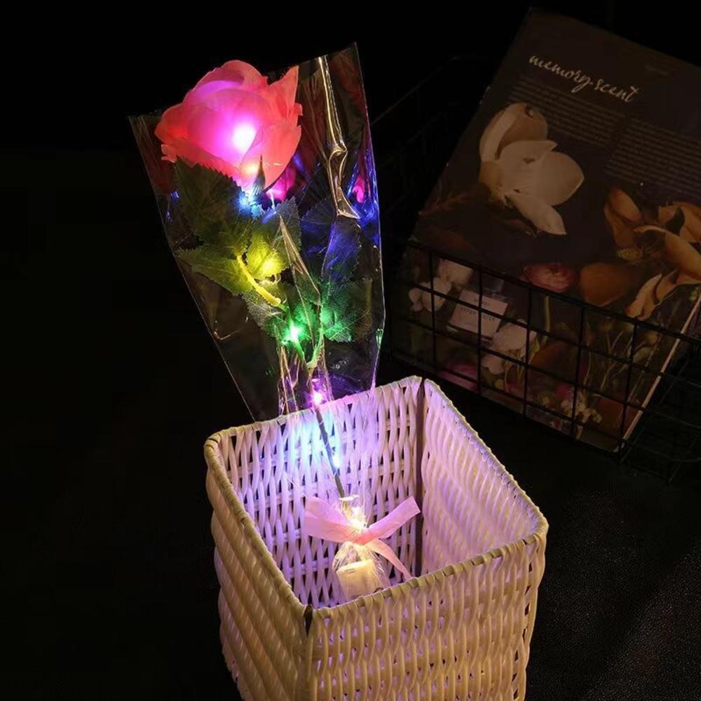 1pcs Led Light Up Glowing Roses Red Flower Bouquet Led Flash Handheld Valentine's Day Glow Party Wedding Decoration